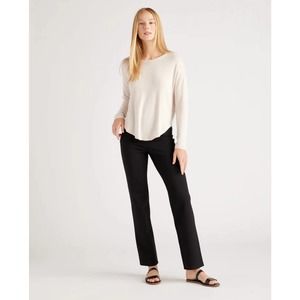 QUINCE Ultra Stretch Ponte Straight Leg Black Pants NWT Medium Petite